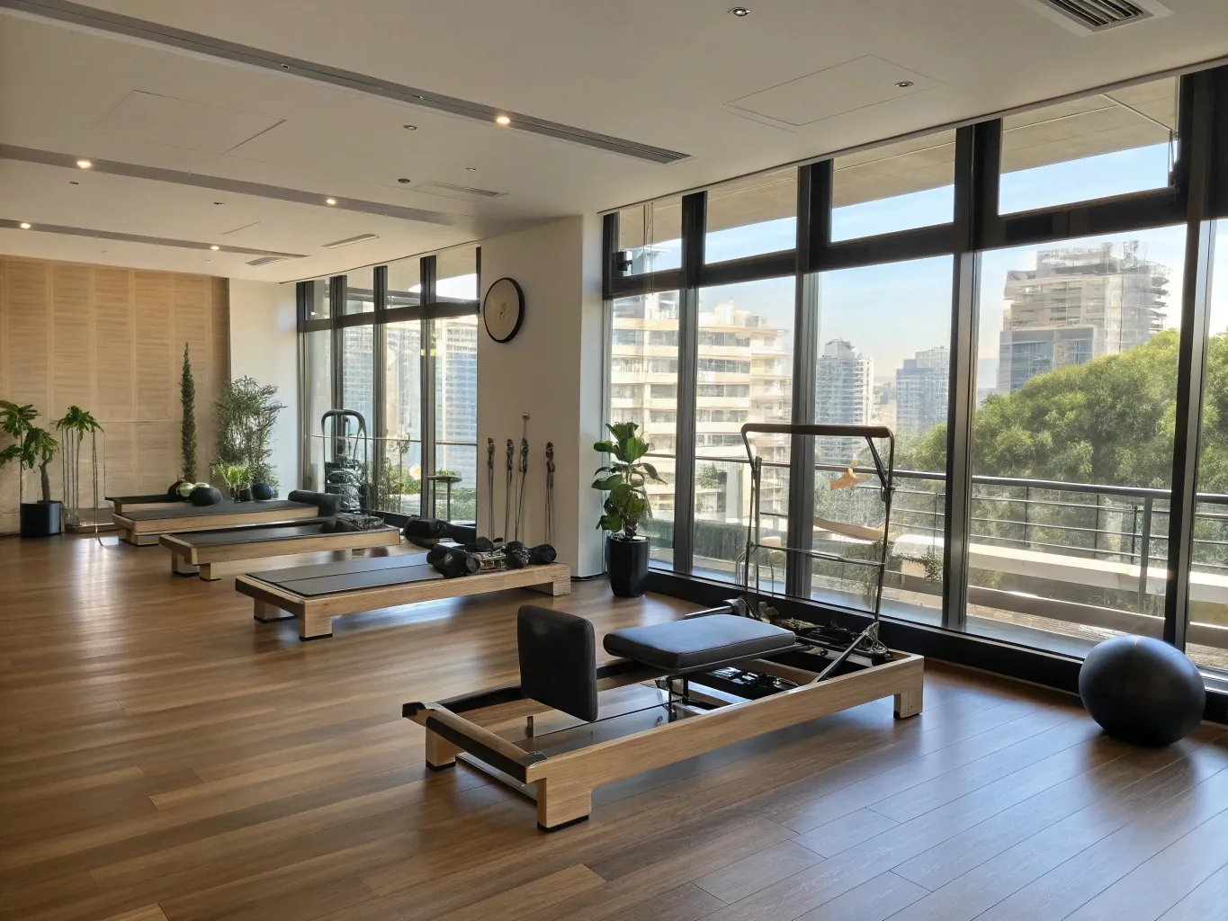 Pilates studio med udstyr